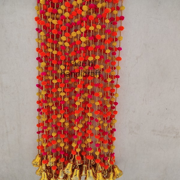 20 PC FREE SHIPPING Multicolor Indian Christmas Wedding Party Decoration,  Backdrop,Pom Pom, Gota Hangings Tassels.