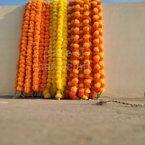 Pack of 100  Diwali Special- Artificial MARIGOLD GARLANDS, Indian Wedding Decoration, Mehndi Decor, Dia De Los Muertos, Mexican Garlands