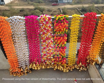 50 PC FREE SHIPPING Multicolor Indian Christmas Wedding Party Decoration, Mehndi Decor, Backdrop,Pom Pom, Gota Hangings.