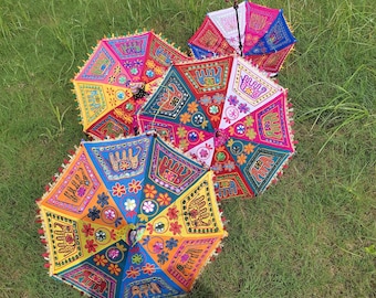 Wholesale Lot Indian Wedding Decorative Elephant Print Umbrella Silk &  Cotton Garden Decor Birthday Christmas Party  Sun Umbrellas