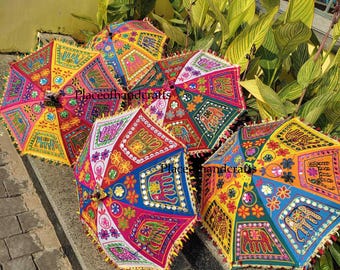 Wholesale Lot Indian Umbrella for Decoration traditional Wedding decor umbrella mahendi haldi decoration umbrella wedding Cotton Umbrellas