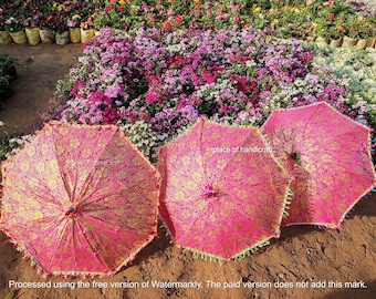 Wholesale Lot Indian Wedding Decorative Elephant Print Umbrella Silk Garden Decor Birthday wedding Party Boho garden Sun Umbrellas