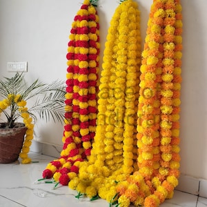 SALE ON Indian Marigold Flower Artificial Decorative Wedding Marigold Flower Garland Strings for Housewarming Backdrop Party Decoration