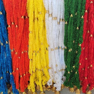 Ghirlande di lana da appendere alla porta con campanello Toran/per decorazioni nuziali, decorazioni per feste di matrimonio indiane, decorazioni Mehndi, sfondo