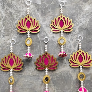 Lotus Hanging | Mandir Decor | Traditional Diwali Decoration | Indian Wedding  Housewarming Decor | Haldi Decor With Mirrors Pom Pom, Gota
