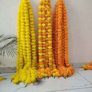 100 Pc SALE ON Indian Mix Color Artificial Decorative Deewali Marigold Flower Garland Strings for DIWALI Wedding Party Diwali Decoration