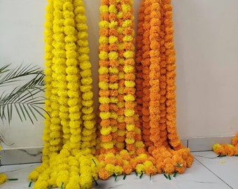 100 Pc VENTA EN Indian Mix Color Artificial Decorativo Deewali Marigold Flower Garland Cuerdas para DIWALI Wedding Party Diwali Decoración