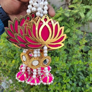 Lotus Hanging | Mandir Decor | Traditional Diwali Decoration | Indian Wedding  Housewarming Decor | Haldi Decor With Mirrors Pom Pom, Gota