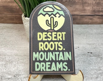 Desert Roots Hiking Sticker: Waterproof Vinyl, 4 x 2.25 Inches