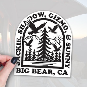 Bald Eagle Vinyl Decal: Big Bear Soaring Eagles - Waterproof Sticker 3in