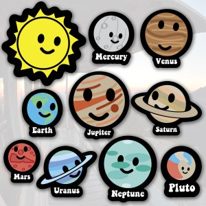Cute Solar System & Pluto Sticker sheet | Waterproof vinyl sticker