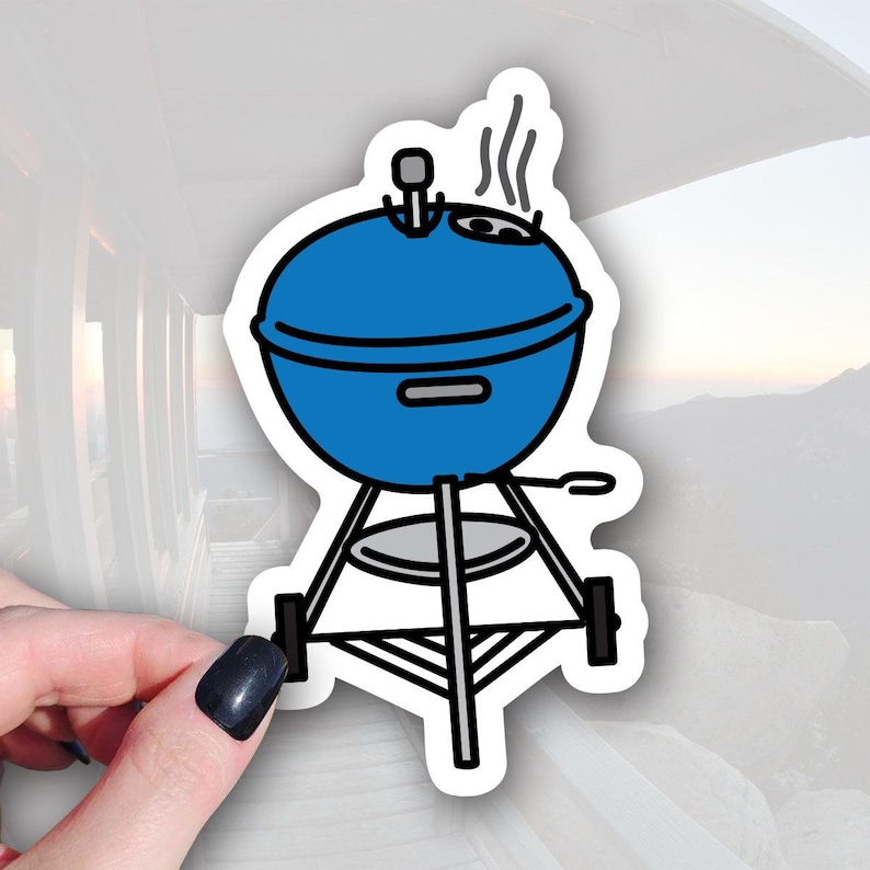 sticker of a blue weber kettle grill