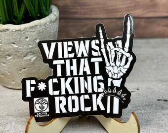Views that Fu#king Rock: 'Cactus to Clouds' Design [Waterproof decal, 3x2.75"]