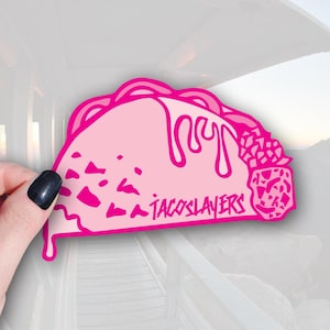 Pink Taco Sticker: Waterproof Vinyl Decal - Durable 4in