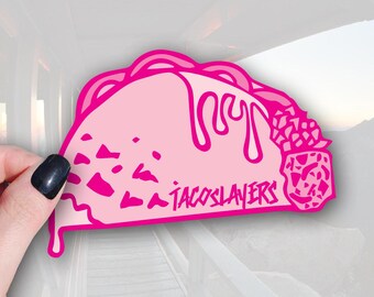 Calcomanía de taco rosa: vinilo impermeable - Duradero, 4 pulgadas