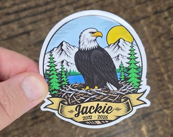 Jackie 2012 - 2026 Big Bear Bald Eagle Sticker: Waterproof Vinyl, 3in Size