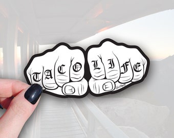 Taco Life Vinyl Sticker (Waterproof Decal, 3in x 1.4in)