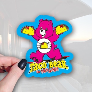 Taco Bear Sticker - Cute Cartoon, 3in Waterproof Vinyl Decal