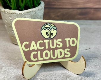 Adventure Vinyl Sticker, Cactus to Clouds Decal (Waterproof, 3x2 inches)