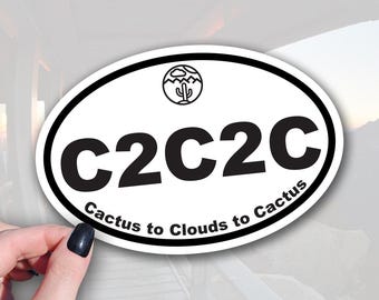 Adventure Vinyl Sticker, C2C2C Cactus to Clouds Decal (Waterproof, 4x2.5 inches)