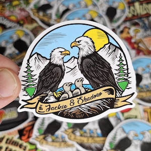 Eagle Sticker: Jackie & Shadow Design - Bright, Waterproof Vinyl, 3in