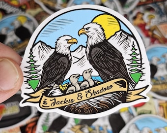 Eagle Sticker: Jackie & Shadow Design - Bright, Waterproof Vinyl, 3in