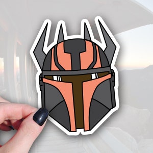 Gar Saxons Mandalorian Helmet Sticker - Star Wars Waterproof Vinyl Decal - Sci-Fi Gifts