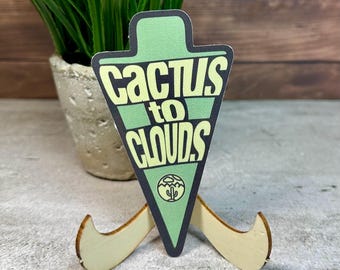 Cactus to Clouds Sticker: Hiking Vinyl Decal waterproof vinyl, 3.75" x 2.25"]