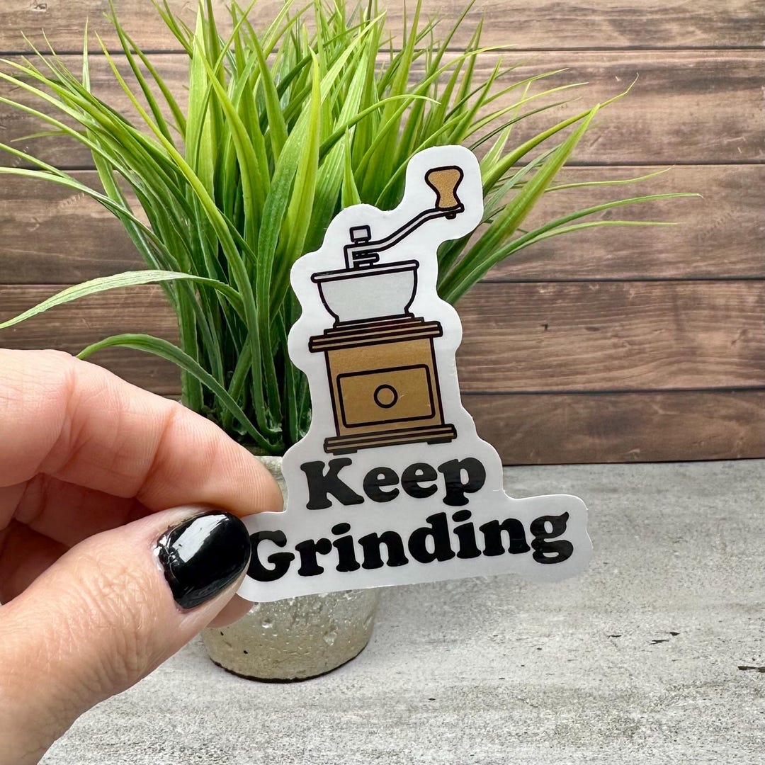 Grinding Rice Sticker Coffee Grinder Sticker: Vintage Keep Grinding Design (waterproof Vinyl ...