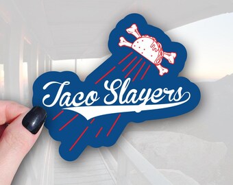 Taco Slayer Sticker: Dodger Blue Inspired, Baseball decor, 3in Waterproof Decal