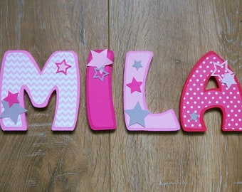 Lettres En Bois Decorees Prenom Bebe Etsy