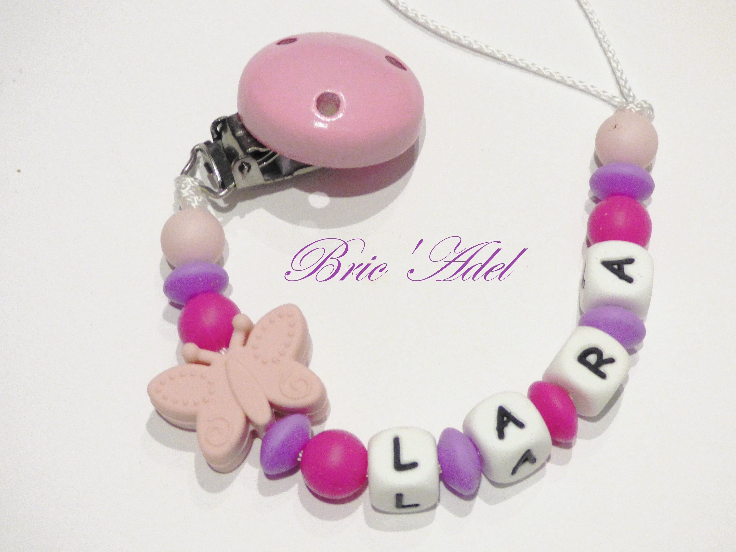 Silicone Purple Personalised Minnie Mouse Dummy Clip with bow for Girls*BPA FREE