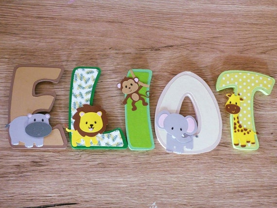 Prenom De Porte Personnalise Animaux Savane Lettre De Porte Etsy