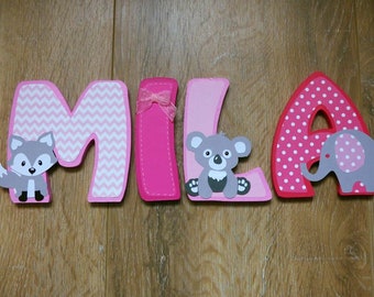 Lettres En Bois Decorees Prenom Bebe Etsy
