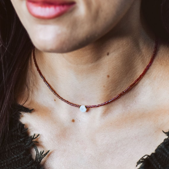 Moonstone Beads Iridescent Beads Dainty Jewelry Necklace Moonstone Necklace Iridescent star choker