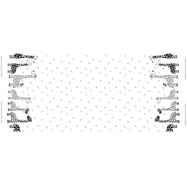 Coupon tissu jersey BIO imprimé girafe de Stenzo pour création bébé et enfant - imprimé gris et blanc - coton bio