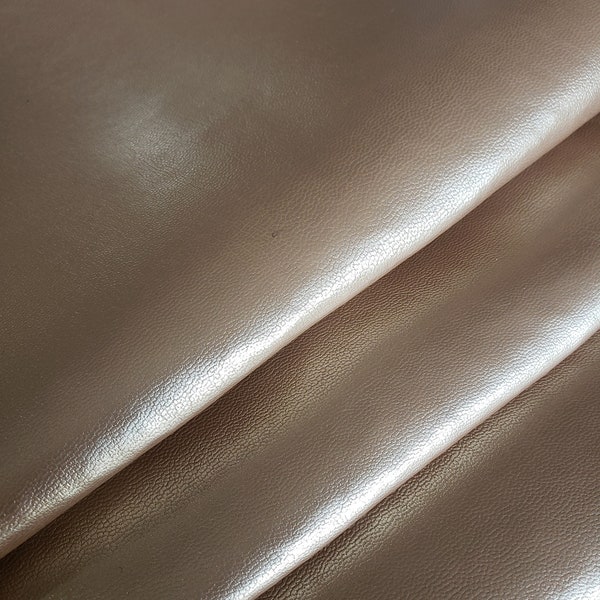 Coupon de simili cuir couleur mordoré - fourniture créative pour maroquinerie - simili nacré