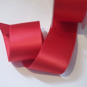 Red satin ribbon, 50 mm wide, sold by the meter
