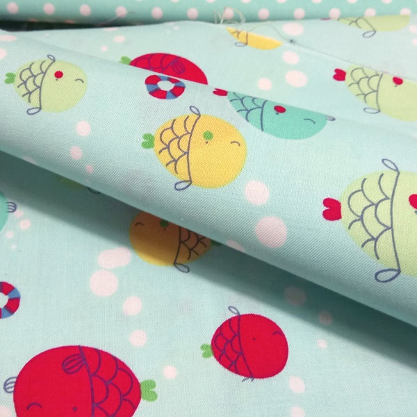 Tissu Windham Fabrics imprimé poisson pour création enfant