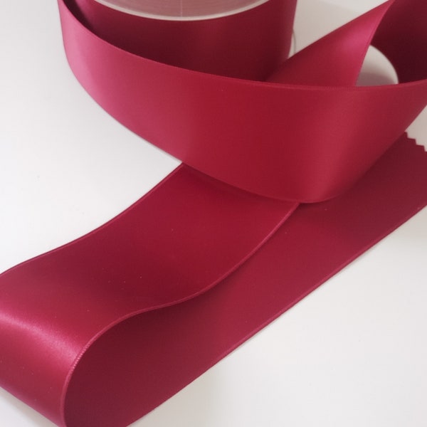 Garnet burgundy satin ribbon - width 50 mm