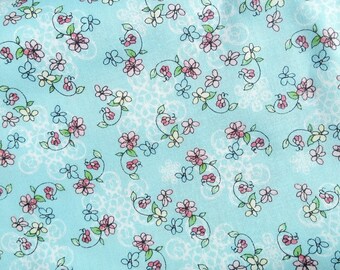 Tissu en coton de qualité - tissu Windham Fabrics - tissu bleu imprimé petites fleurs - tissu à fleurs