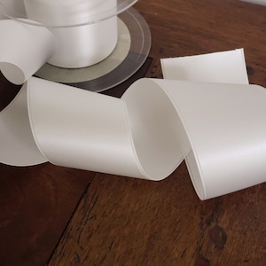 Ivory white satin ribbon - double-sided luxury satin - wedding creation - communion - baptism