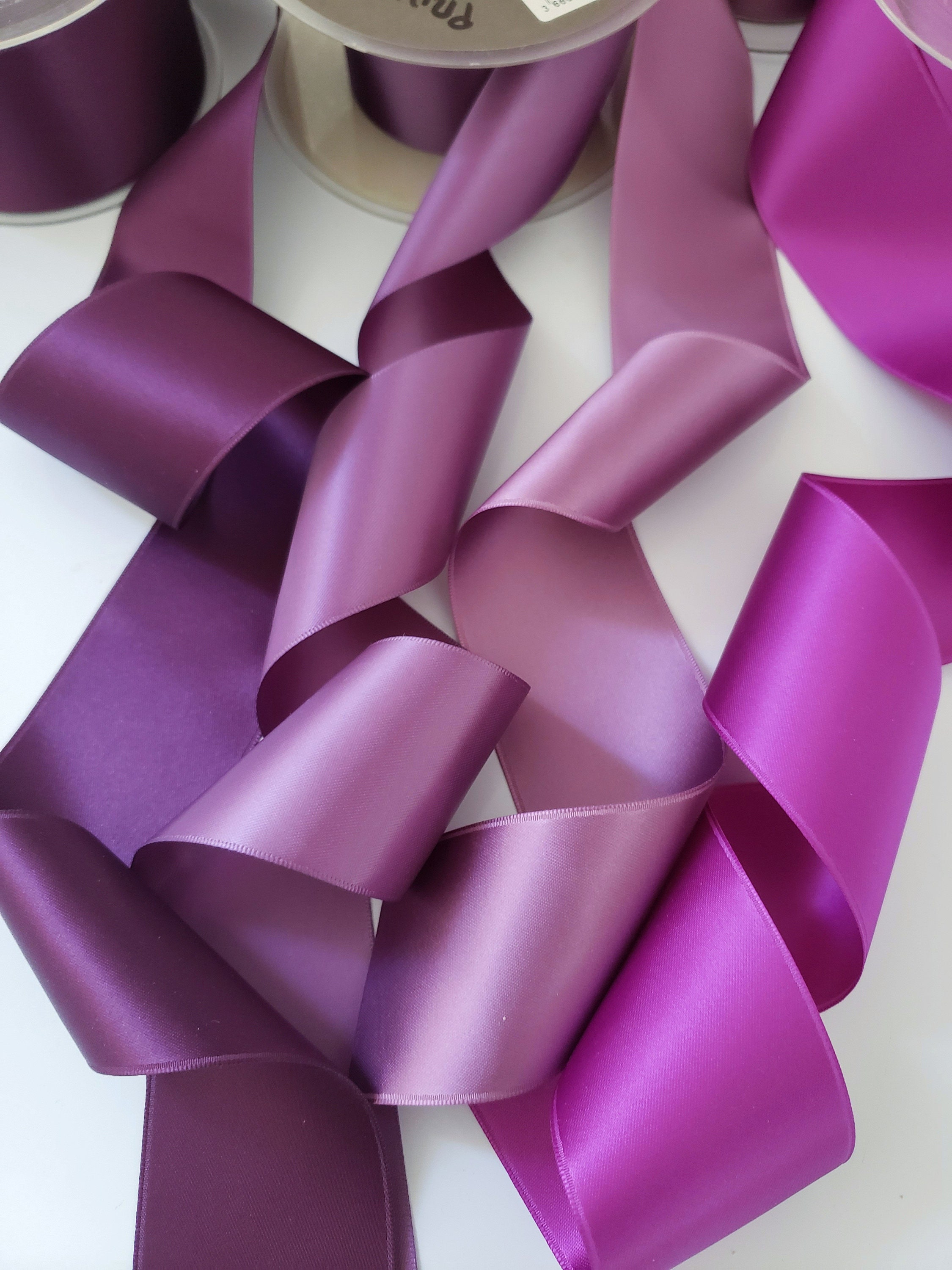 3/8 Inch 50 Yard Satin Ribbon Grosgrain Thin Solid Silk Wedding Bouquet  Ribbon for Gift Wrapping Violet Purple