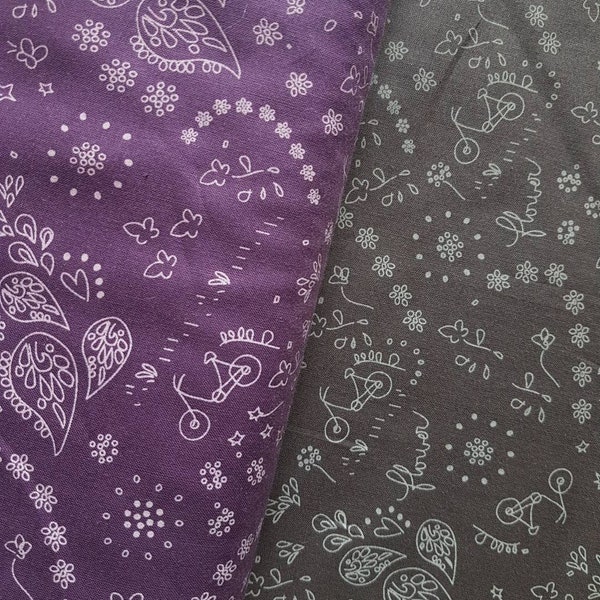 Batiste de coton - tissu qualité liberty - tissu violet - tissu gris taupe - voile de coton