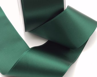 Double-sided bottle green satin ribbon width 5 cm sold by the meter, dark green ribbon