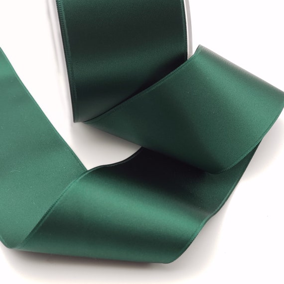 Double-sided Bottle Green Satin Ribbon Width 5 Cm Sold by the