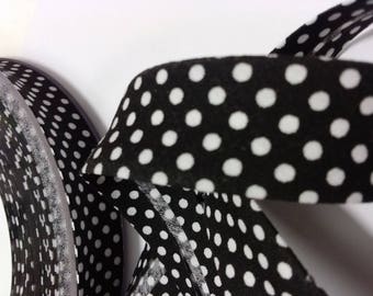 Black bias binding with white polka dots in cotton for creations