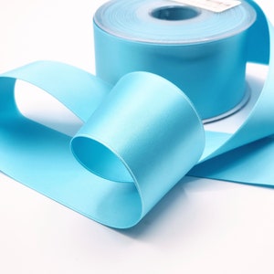 Light turquoise blue satin ribbon width 50 mm (5 cm) - reversible satin ribbon