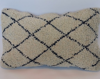 Moroccan Beni Ourain Navy Blue Lumbar Pillow