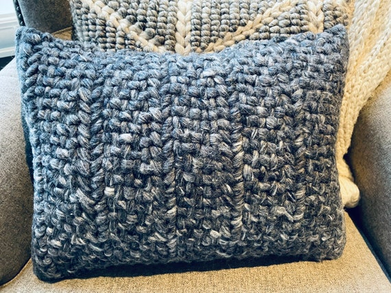 Navy knit online pillow